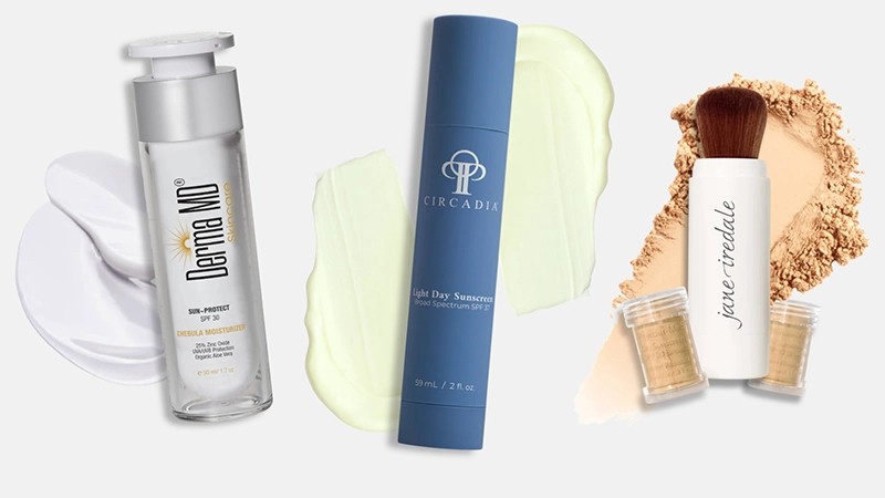 iage of the products DERMA MD Chebula SPF, Circadia Light Day SPF, and Jane Iredale Powder-Me SPF
