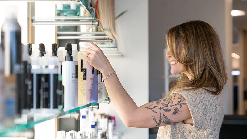 Image of healthy hair and Kenneth's products