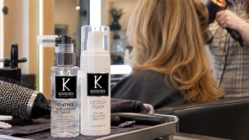 Image of Kenneth's products for thicker hair with more body