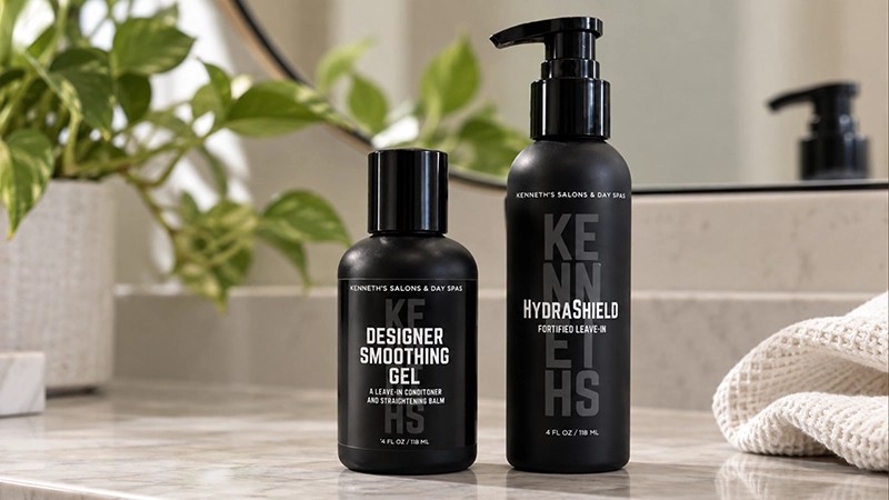 Image of Kenneth's products designed to help your hair feel less dry and rough, and easier to control